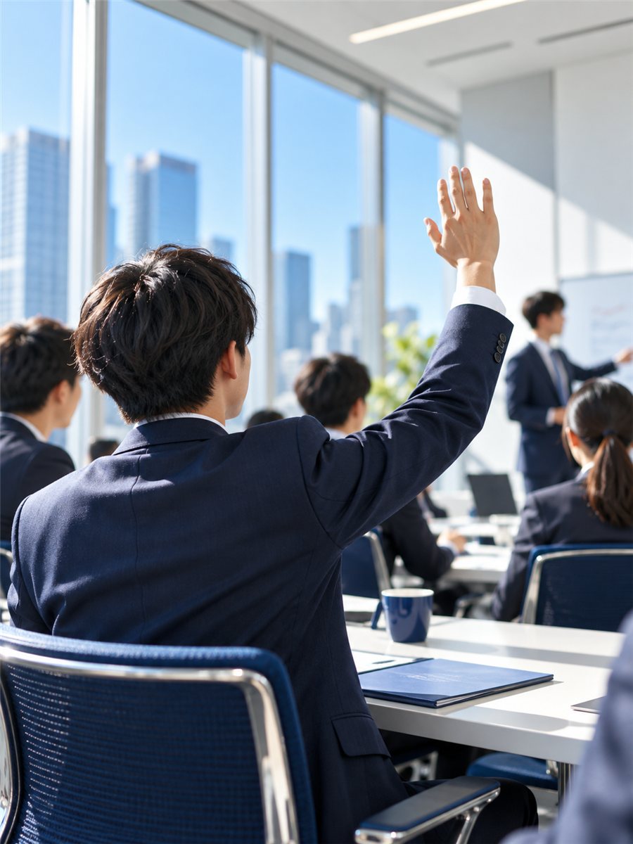 朝礼で声を出す若手営業チーム