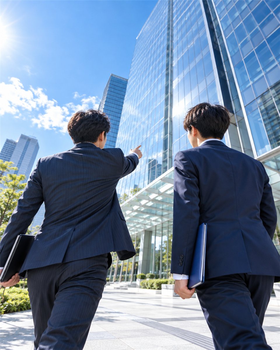 先輩と並んで訪問先へ向かう新人営業